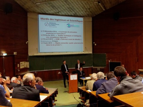 Louis Sentis, Air Liquide, et Frédéric Dohet, RTE: deux visions complémentaires de l'évolution des  systèmes électriques ( photo André Mordant, IESF, Ain Rhône)