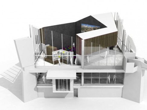 La maquette de la nouvelle maison du parc des Ecrins, ouverte depuis le mois de juin [Illustration PNE]